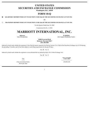 Thumbnail Marriott International Quarterly Report 2004-q2