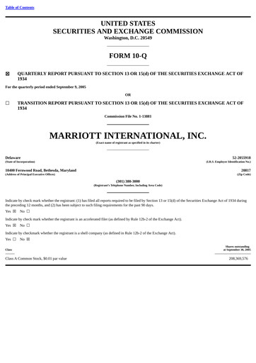 Thumbnail Marriott International Quarterly Report 2005-q3