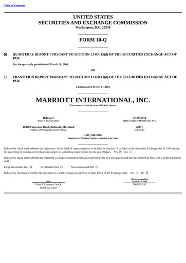 Thumbnail Marriott International Quarterly Report 2006-q1