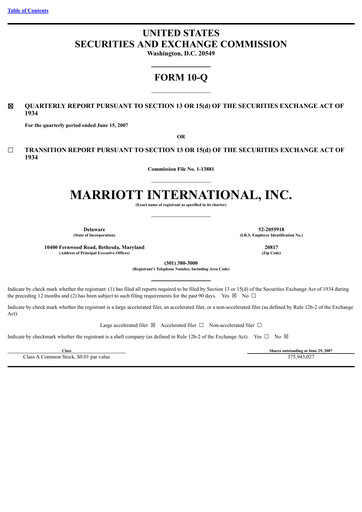 Thumbnail Marriott International Quarterly Report 2007-q2