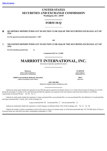 Thumbnail Marriott International Quarterly Report 2007-q3
