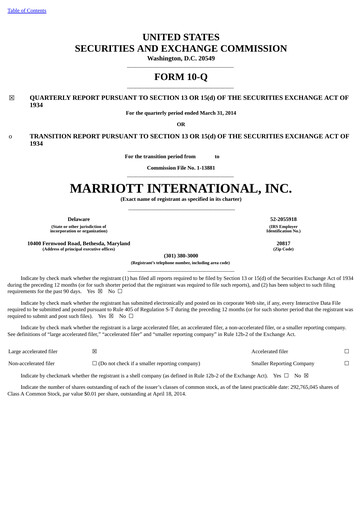 Thumbnail Marriott International Quarterly Report 2014-q1