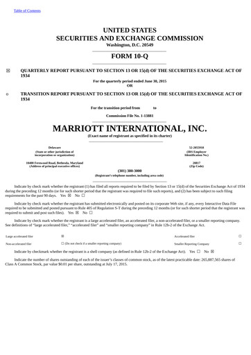 Thumbnail Marriott International Quarterly Report 2015-q2