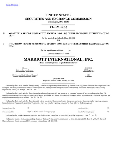 Thumbnail Marriott International Quarterly Report 2016-q2