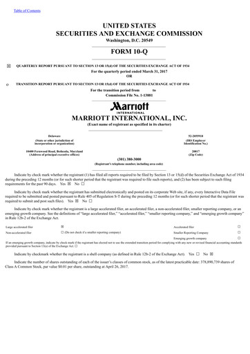 Thumbnail Marriott International Quarterly Report 2017-q1