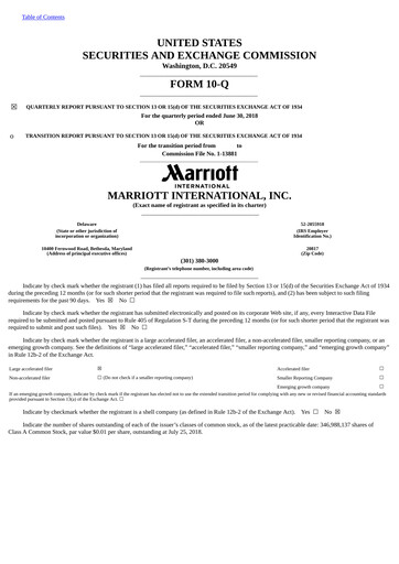 Thumbnail Marriott International Quarterly Report 2018-q2
