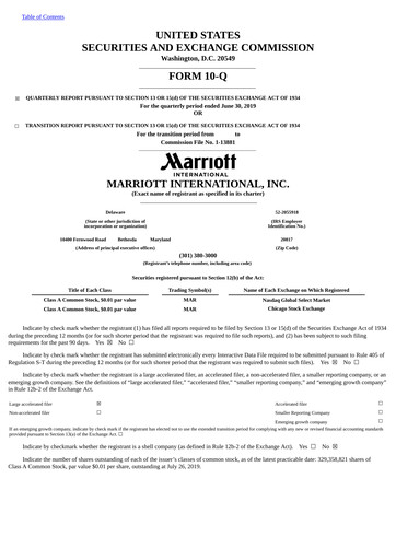 Thumbnail Marriott International Quarterly Report 2019-q2