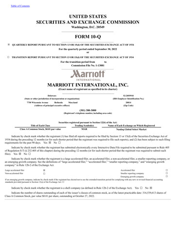 Thumbnail Marriott International Quarterly Report 2022-q3