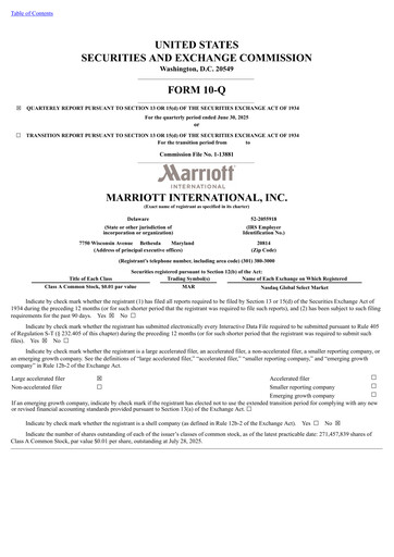 Thumbnail Marriott International Quarterly Report 2025-q2