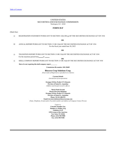Thumbnail Bioceres Crop Solutions
 Annual Report fy2022