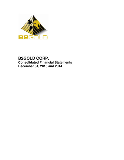 Thumbnail B2Gold
 Financial Statement 2015