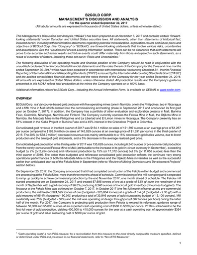 Thumbnail B2Gold
 Quarterly Report 2017-q3