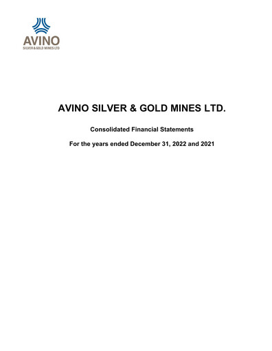 Thumbnail Avino Silver & Gold Mines
 Financial Statement 2022