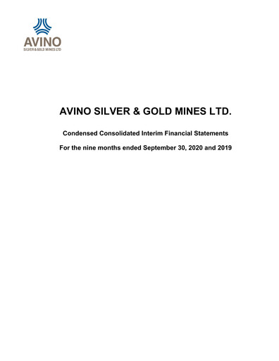 Thumbnail Avino Silver & Gold Mines
 Quarterly Report 2020-q3