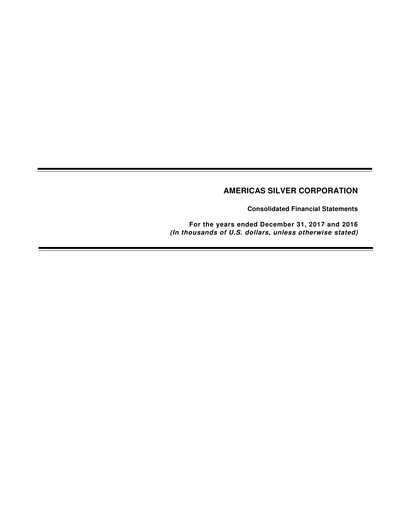 Thumbnail Americas Gold and Silver Corp Financial Statement 2017