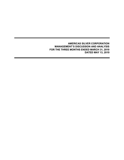 Vorschaubild Americas Gold and Silver Corp Quartalsbericht 2019-q1
