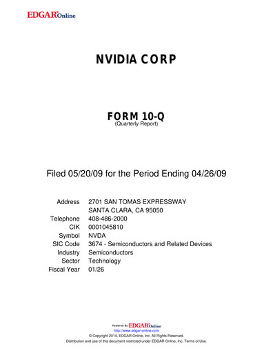 Thumbnail NVIDIA Quarterly Report 2010-q1