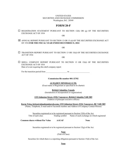 Vorschaubild Almaden Minerals
 Jahresbericht 2024