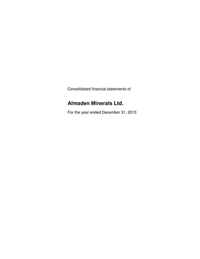 Vorschaubild Almaden Minerals
 Finanzmitteilung 2013