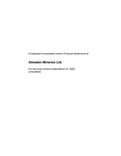 Vorschaubild Almaden Minerals
 Quartalsbericht 2025-q1