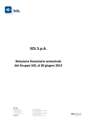Thumbnail SOL S.p.A. Half-year Report 2013-h1