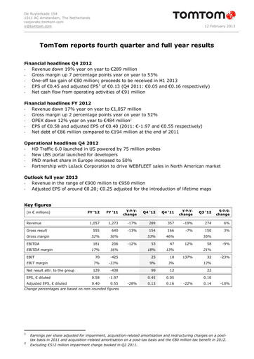 Thumbnail TomTom Financial Statement 2012