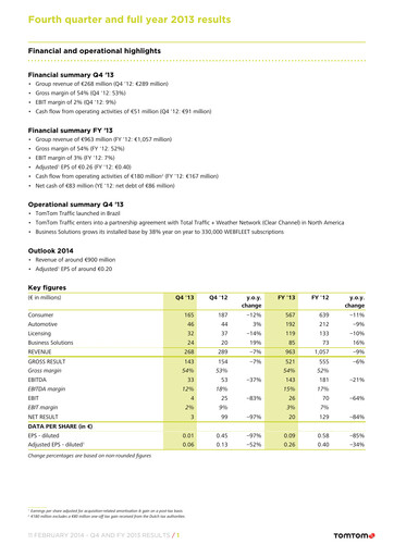 Thumbnail TomTom Financial Statement 2013