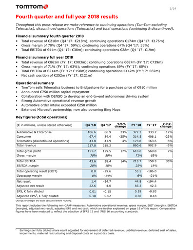 Thumbnail TomTom Financial Statement 2018