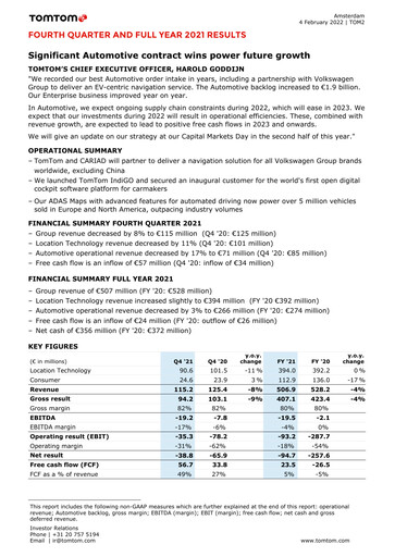 Thumbnail TomTom Financial Statement 2021