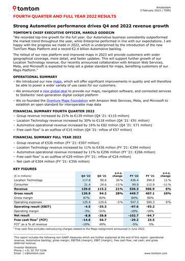 Thumbnail TomTom Financial Statement 2022