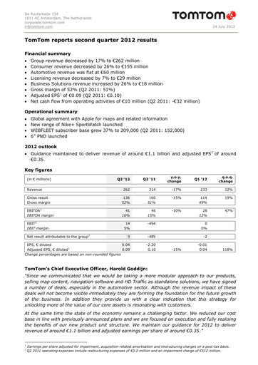 Thumbnail TomTom Quarterly Report 2012-q2