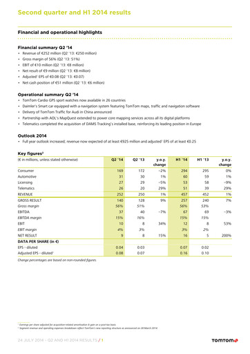 Thumbnail TomTom Quarterly Report 2014-q2