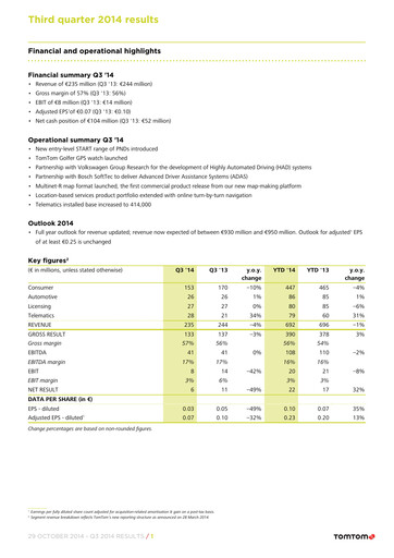 Thumbnail TomTom Quarterly Report 2014-q3