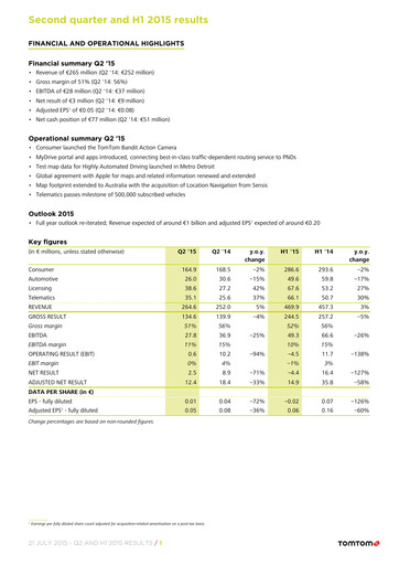 Thumbnail TomTom Quarterly Report 2015-q2