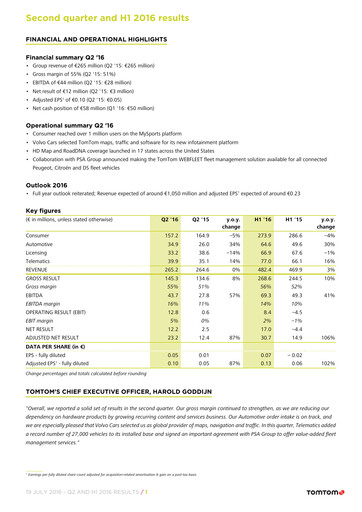 Thumbnail TomTom Quarterly Report 2016-q2