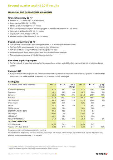Thumbnail TomTom Quarterly Report 2017-q2