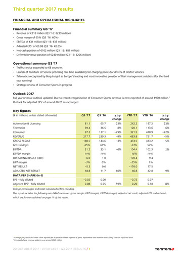 Thumbnail TomTom Quarterly Report 2017-q3