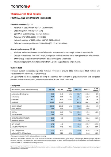 Thumbnail TomTom Quarterly Report 2018-q3