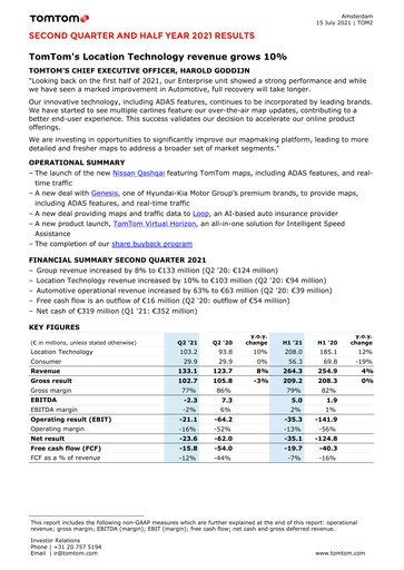 Thumbnail TomTom Quarterly Report 2021-q2