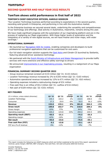 Thumbnail TomTom Quarterly Report 2022-q2
