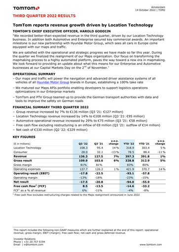Thumbnail TomTom Quarterly Report 2022-q3