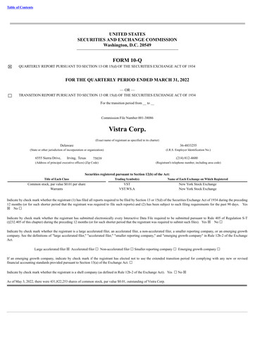 Thumbnail Vistra Quarterly Report 2022-q1