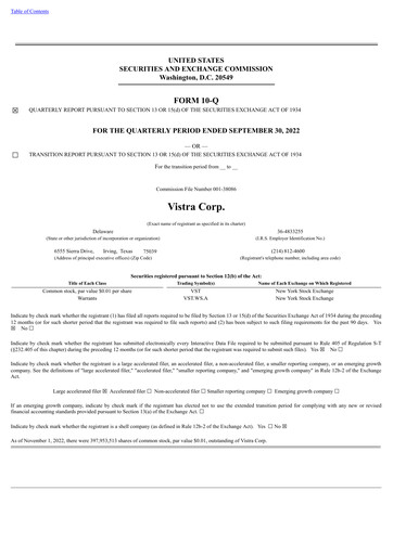 Thumbnail Vistra Quarterly Report 2022-q3