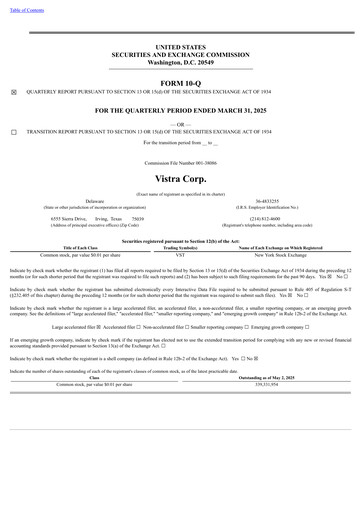 Thumbnail Vistra Quarterly Report 2025-q1
