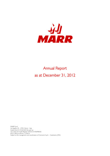 Thumbnail MARR S.p.A. Annual Report 2012