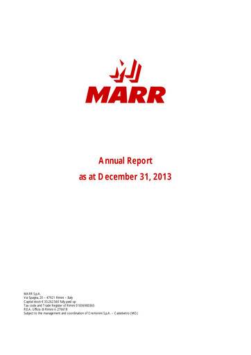 Thumbnail MARR S.p.A. Annual Report 2013