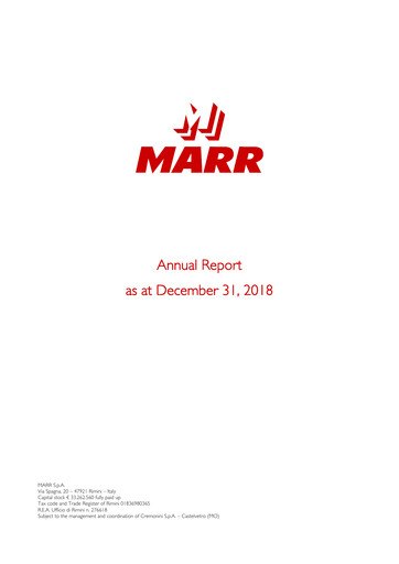 Thumbnail MARR S.p.A. Annual Report 2018