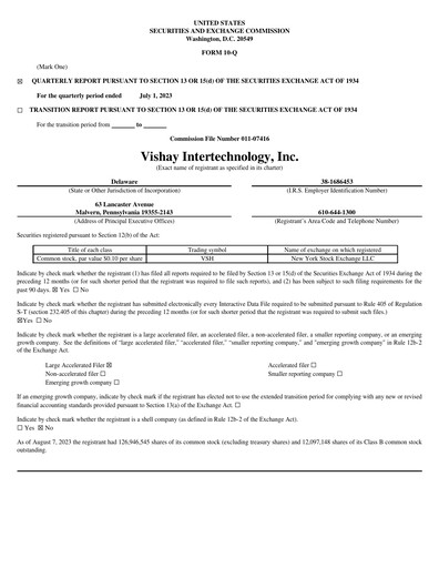 Thumbnail Vishay Intertechnology
 Quarterly Report 2023-q2