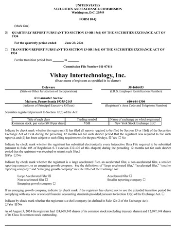 Thumbnail Vishay Intertechnology
 Quarterly Report 2024-q2