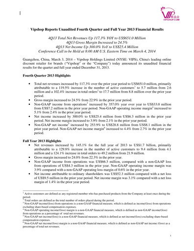 Thumbnail Vipshop
 Quarterly Report 2013-q4